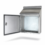 Sloping roof stainless steel enclosure  300x300x150mm (HxWxD) - Image 2