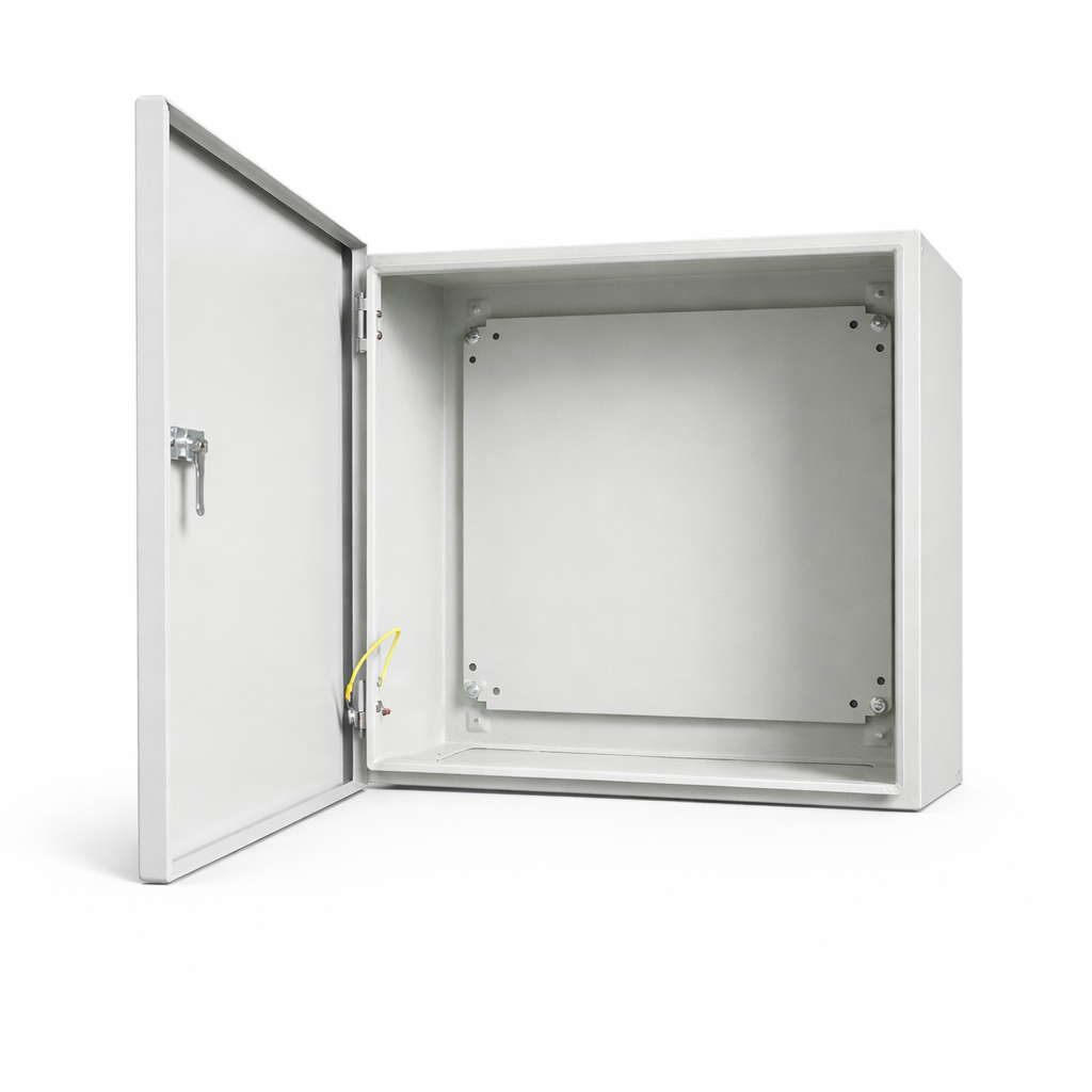 Biig-Energy-Enclosure-BT-CSPC505020-In.png Box Type Carbon Steel Enclosure Powder Coated Grey 500x500x200(HxWxD) - Image 1