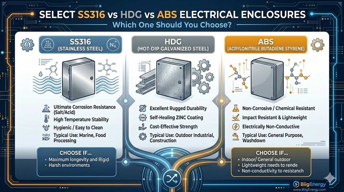 SS316 vs HDG vs ABS Electrical Enclosures: Which One Should You Choose?